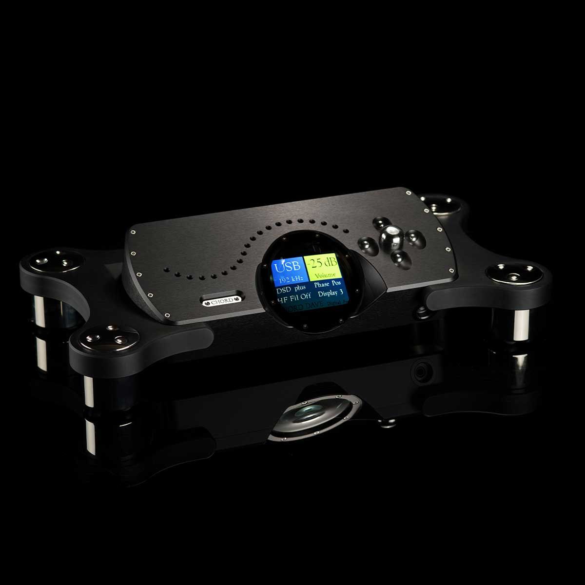 Front view of Chord Electronics DAVE DAC, Headphone amp and Preamp on stand - BLACK