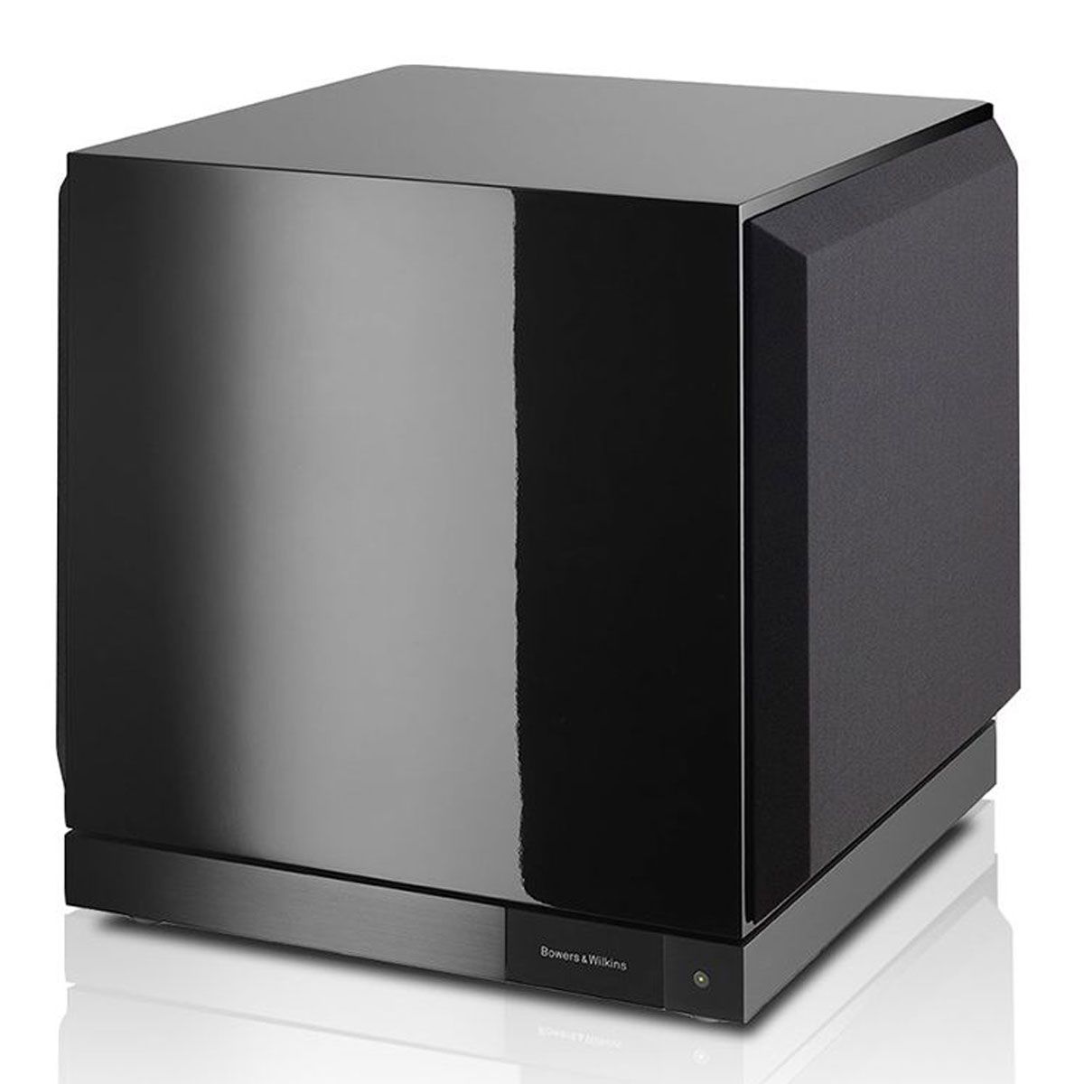 Bowers & Wilkins DB1D Subwoofer - Gloss Black - Side angle with grille