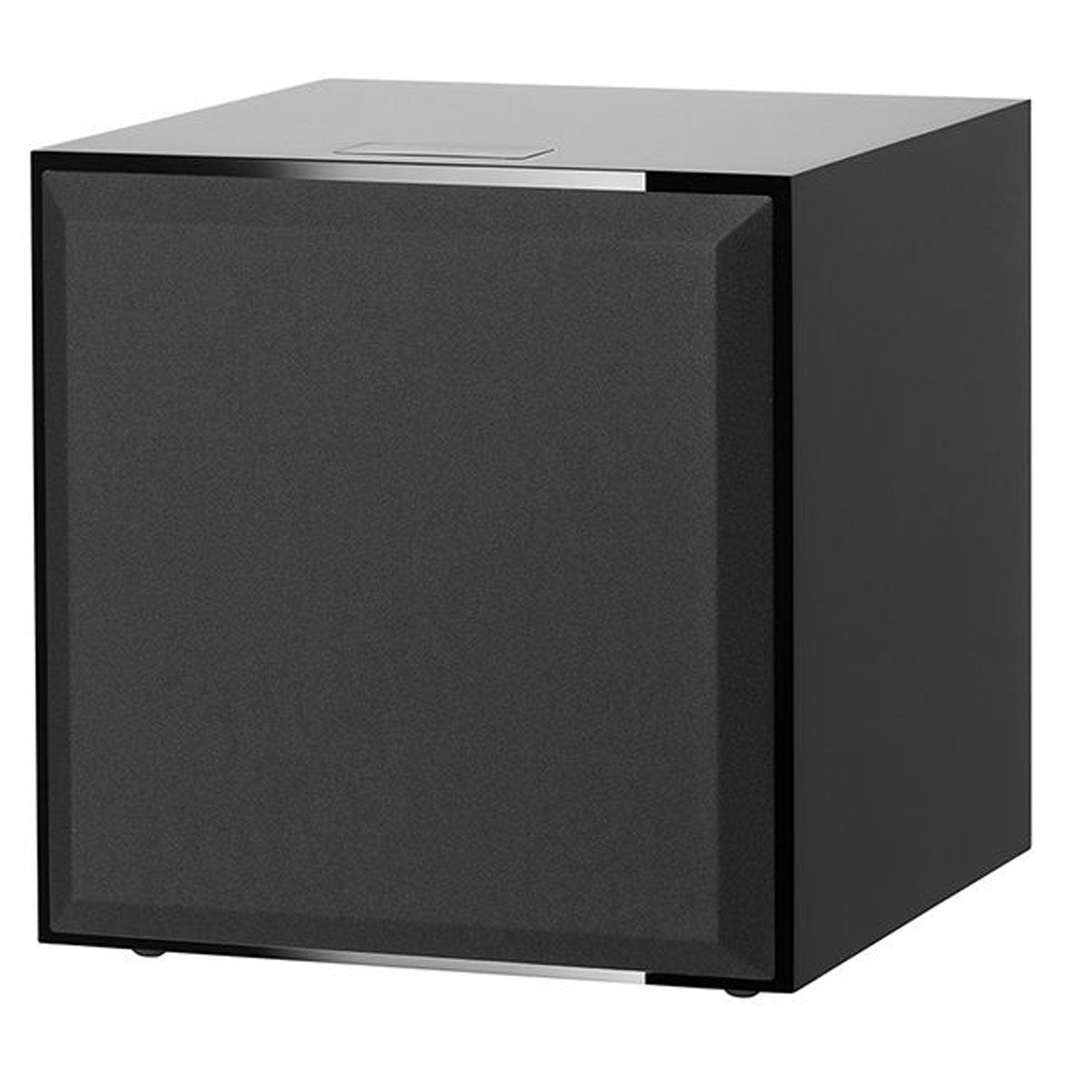 Bowers & Wilkins DB4S Subwoofer - Gloss Black - Front angled view with grille