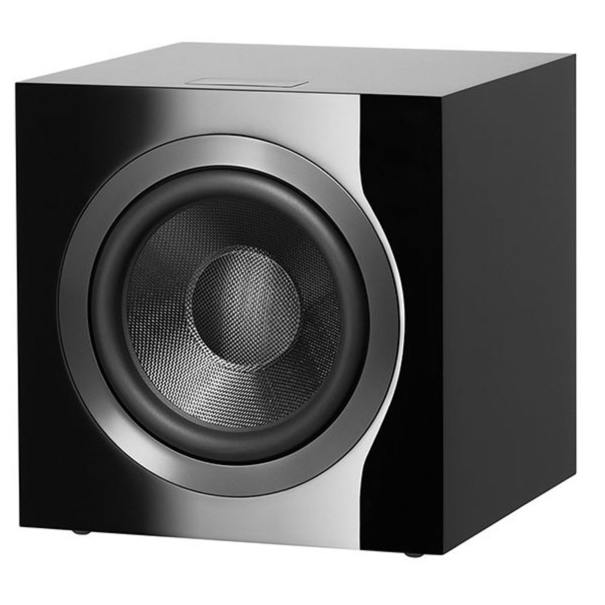 Bowers & Wilkins DB4S Subwoofer - Gloss Black - Front angled view without grille