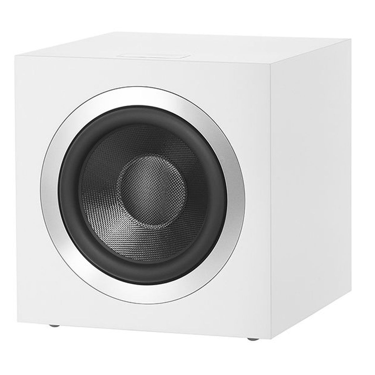 Bowers & Wilkins DB4S Subwoofer - Satin White - Front angled view without grille