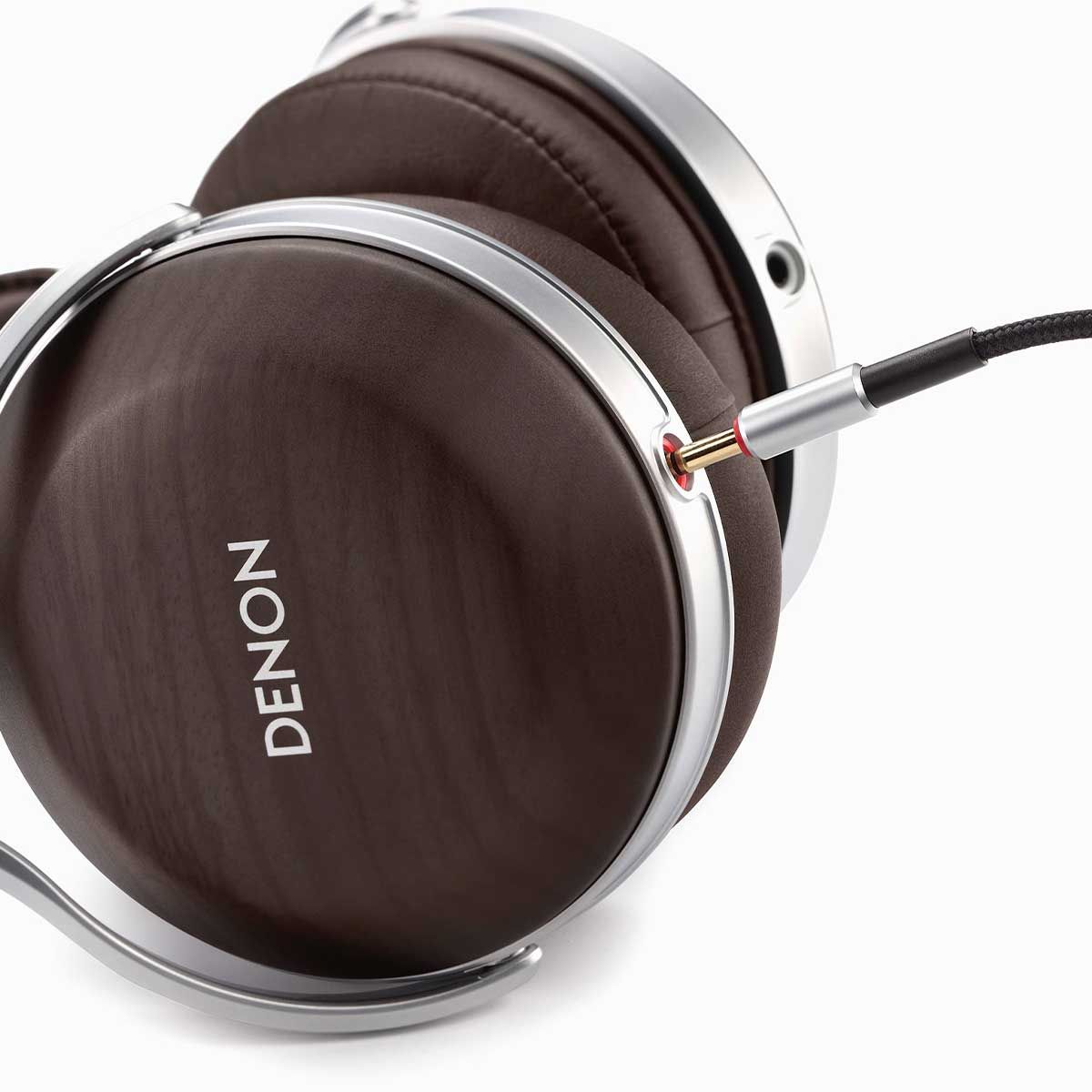 Close-up shot of the Denon AH-D5200 Closed-Back Headphone ear cup.