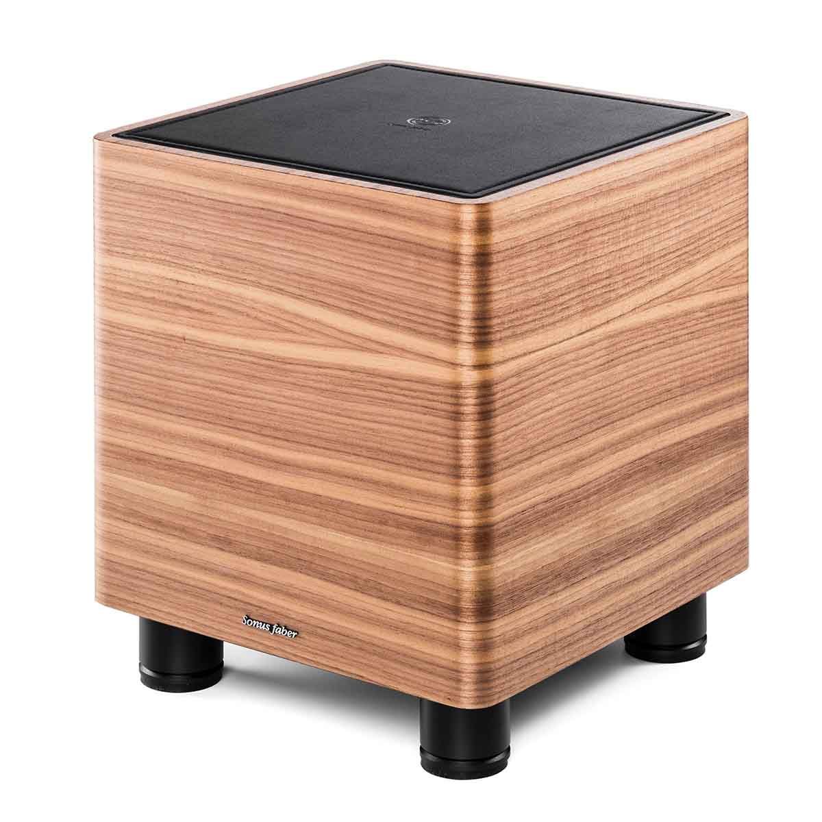 Sonus Faber Gravis I 8" Powered Subwoofer wood angled front view