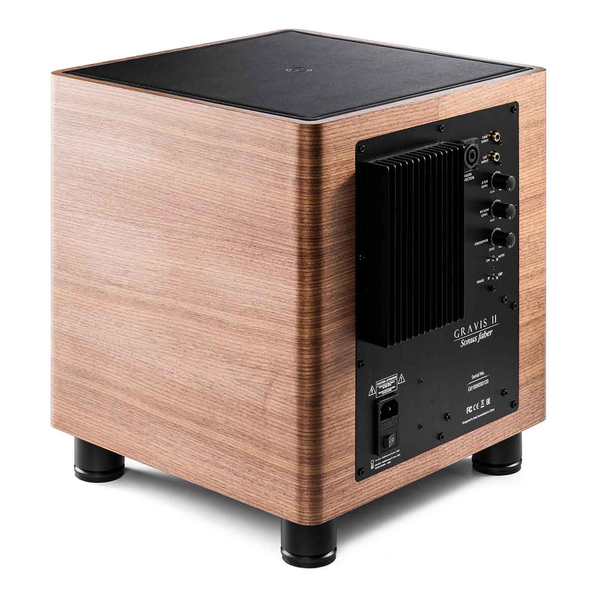 Sonus Faber Gravis II 10" Powered Subwoofer wood angled rear view