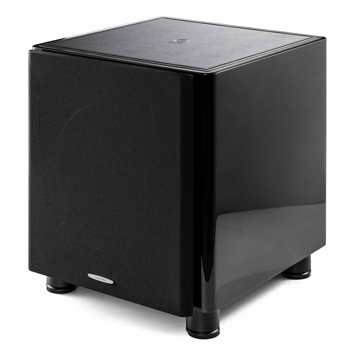 Sonus Faber Gravis II 10" Powered Subwoofer black angled front view with grille