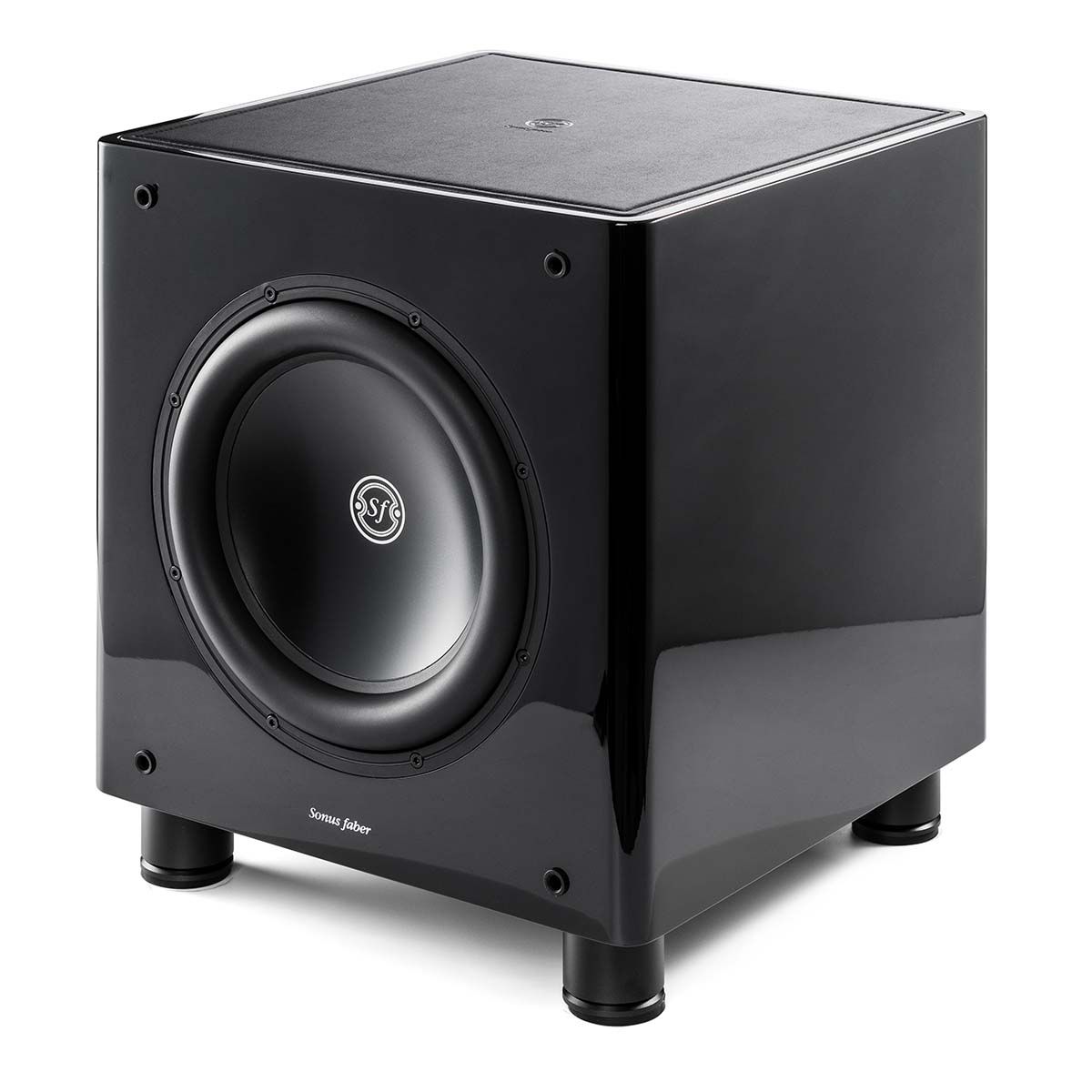 Sonus Faber Gravis II 10" Powered Subwoofer black angled front view without grille