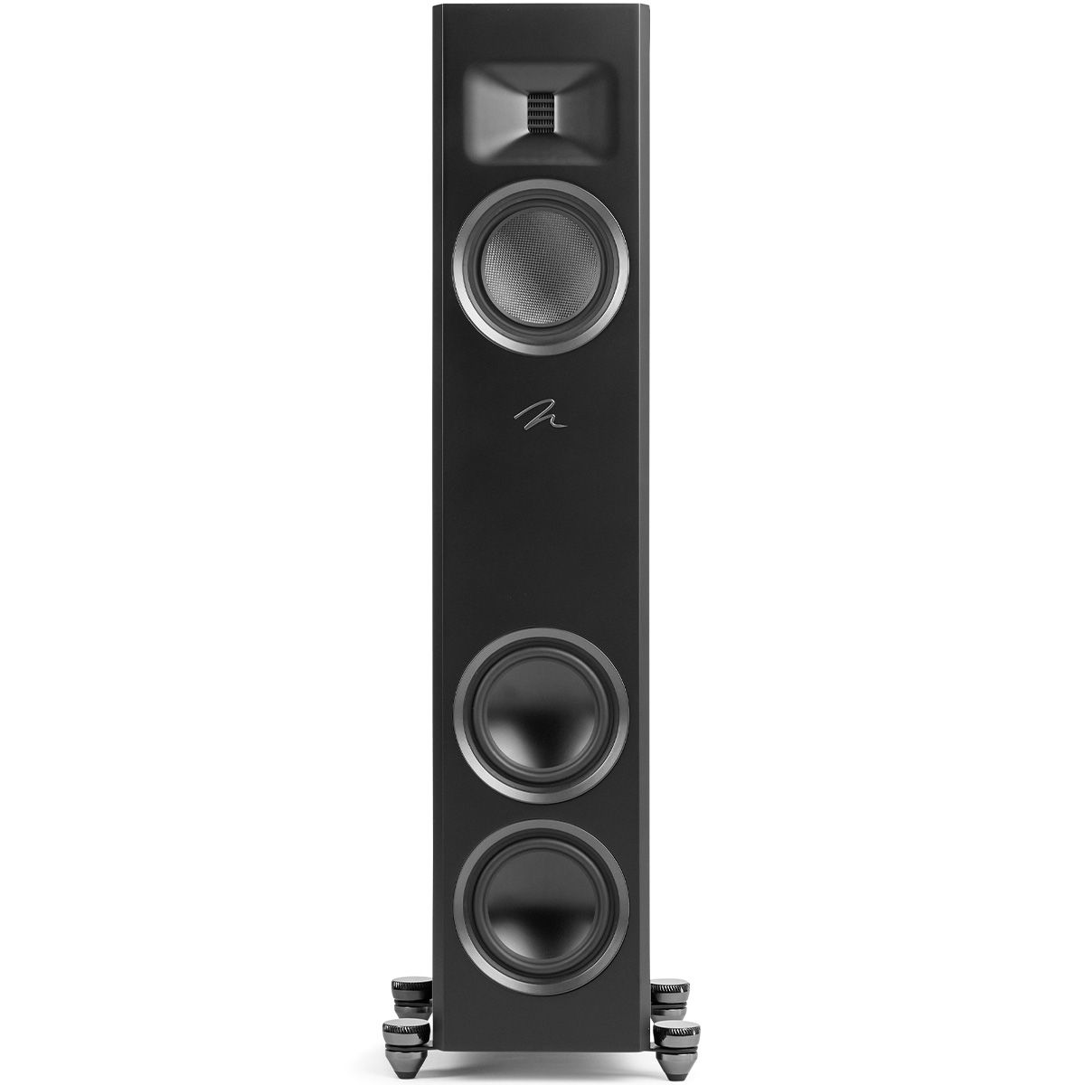 MartinLogan Motion XT F10  Floorstanding Speaker in black, front view without grilles on white background