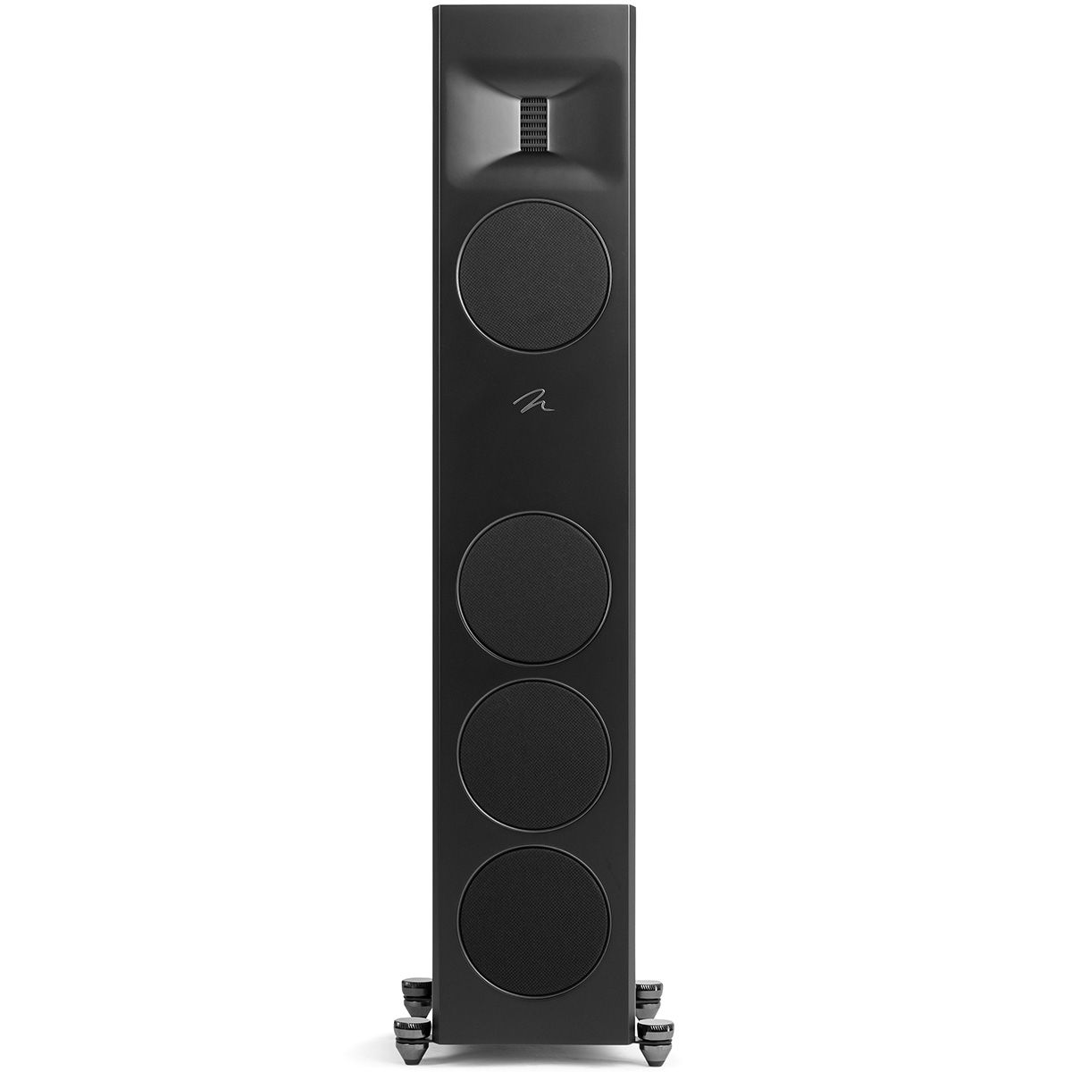 MartinLogan Motion XT F100  Floorstanding Speaker in black, front view without grilles on white background