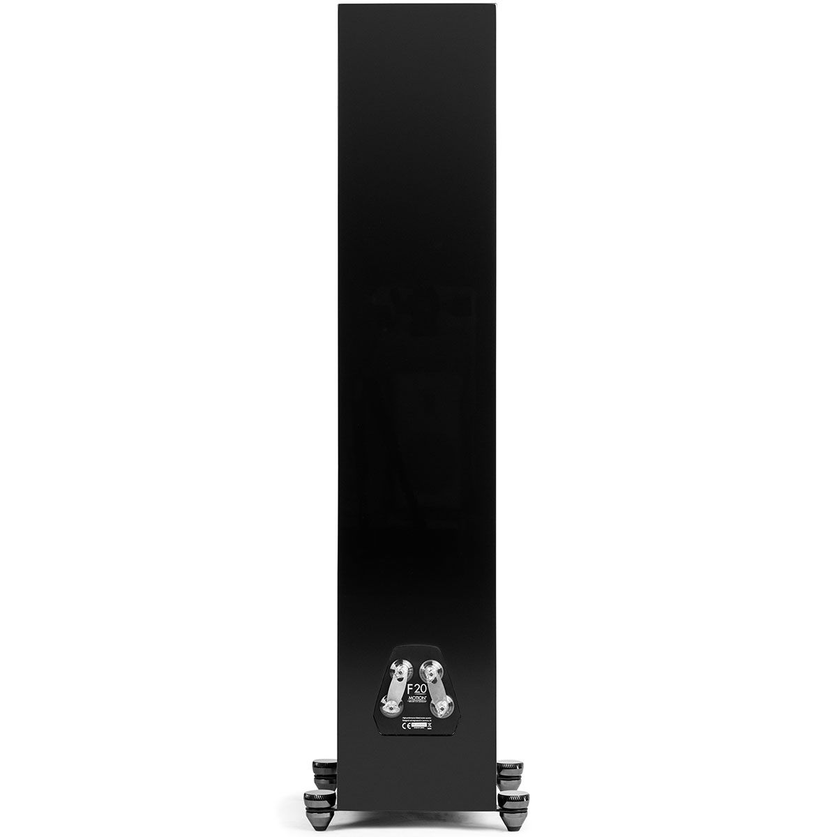 MartinLogan Motion XT F20  Floorstanding Speaker in black rear view without grilles on white background
