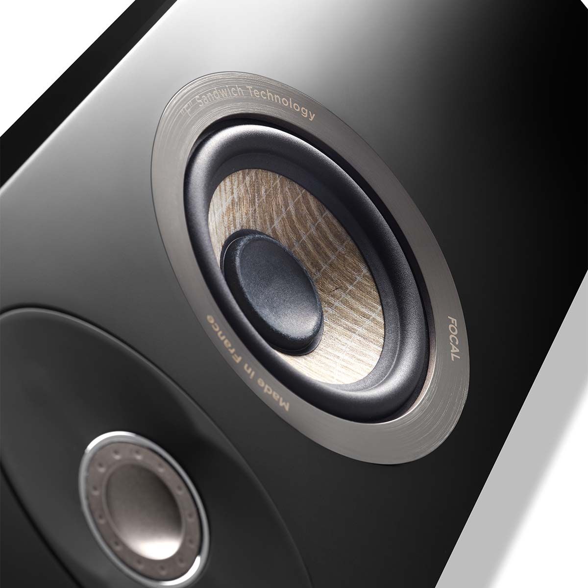 Focal On Wall 301 Speaker, Satin Black, detailed view of flax cone