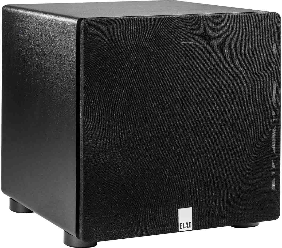 ELAC PS250 Left Front View Covered in Black Ask