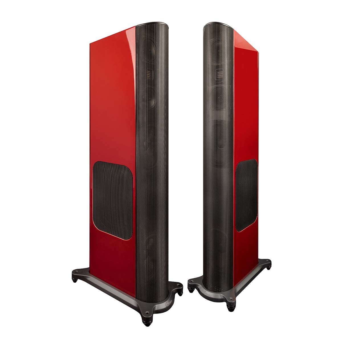 GoldenEar T66 Floorstanding Loudspeaker - Santa Barbara Red - Each front view of pair with grilles