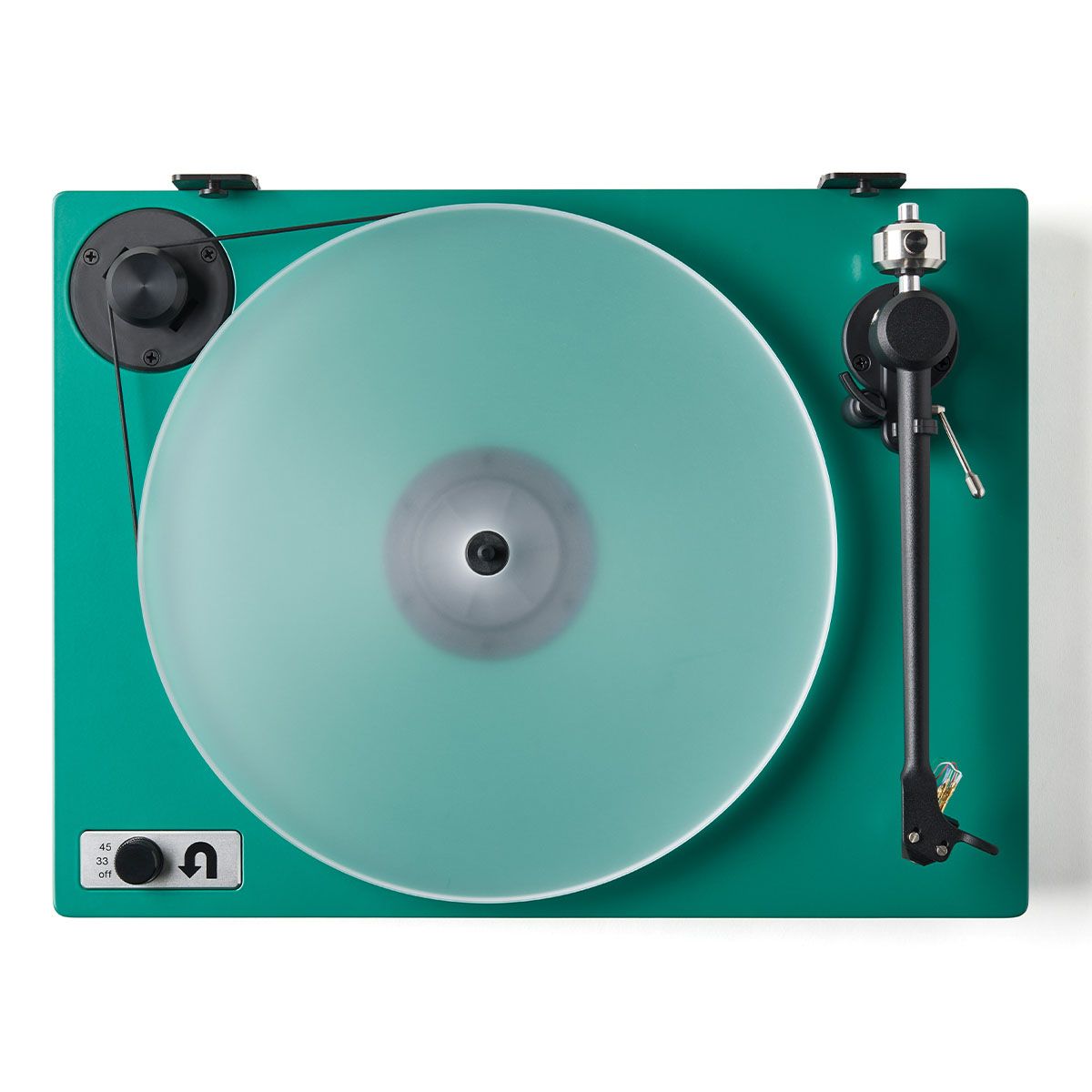 U-Turn Orbit Special Turntable in green photographed from the top