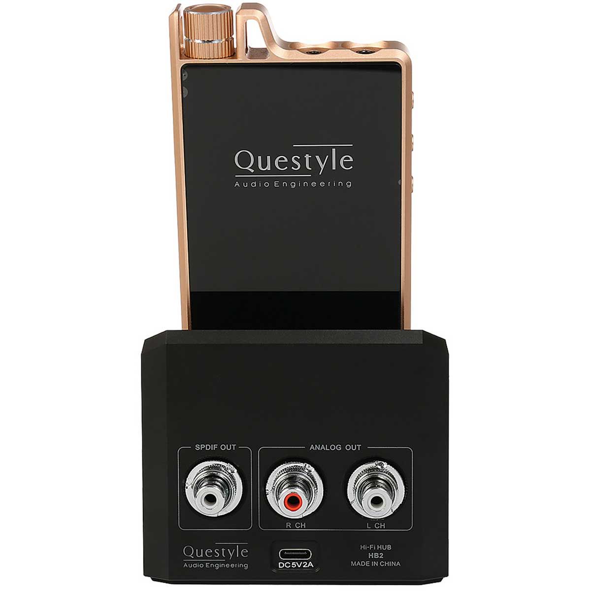 Back view of Questyle HB2 and Questyle QP2R