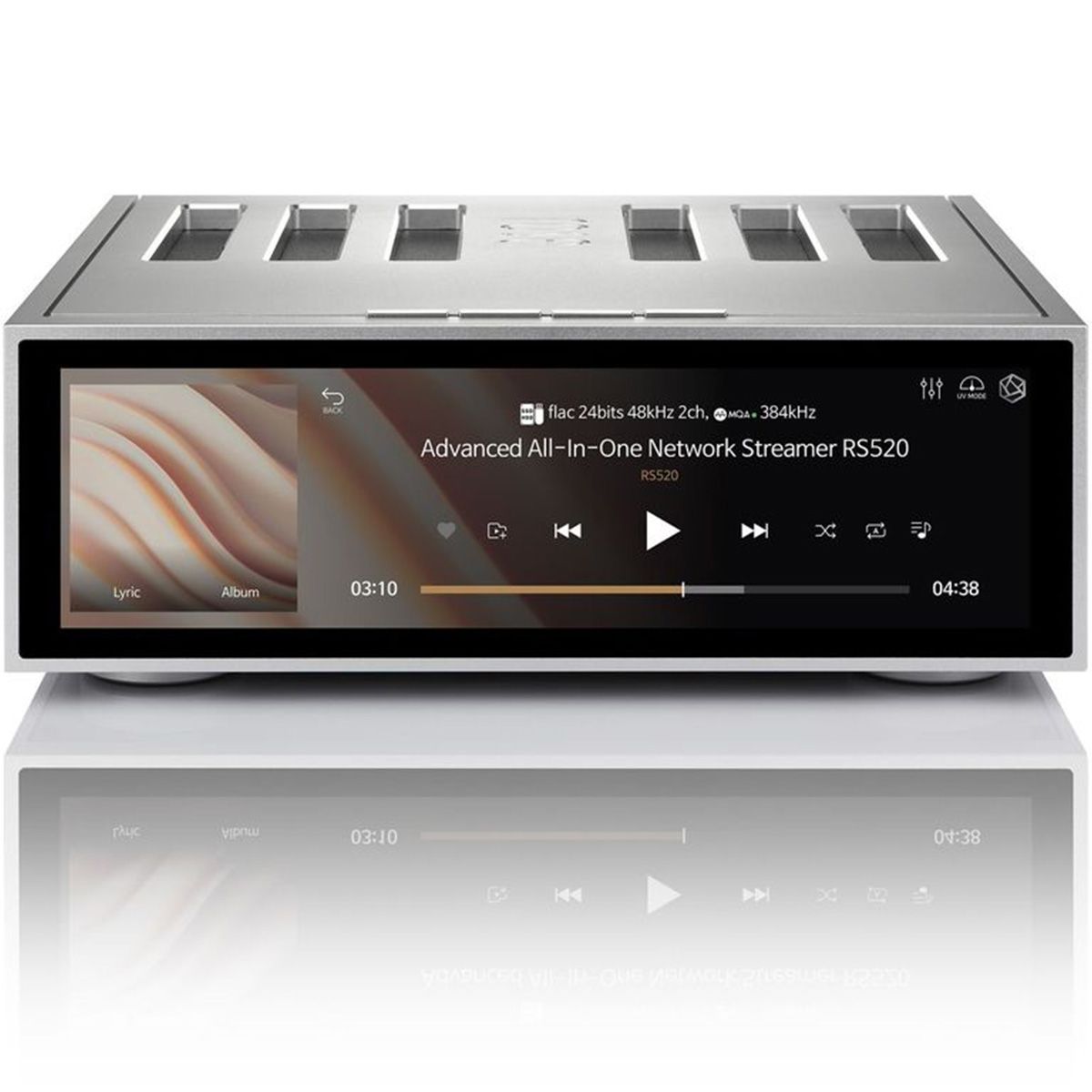 HiFi Rose 520 All-In-One Network Streamer Front Top View in Silver