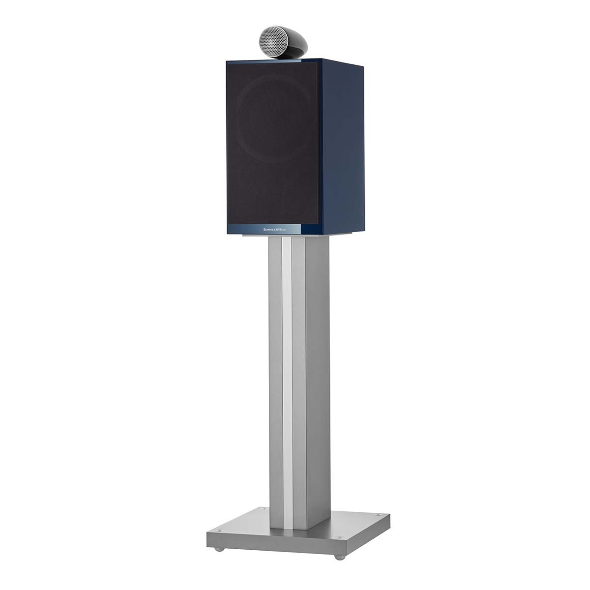 Bowers & Wilkins 705 Signature Speakers, Midnight Blue Metallic, front angle with grille