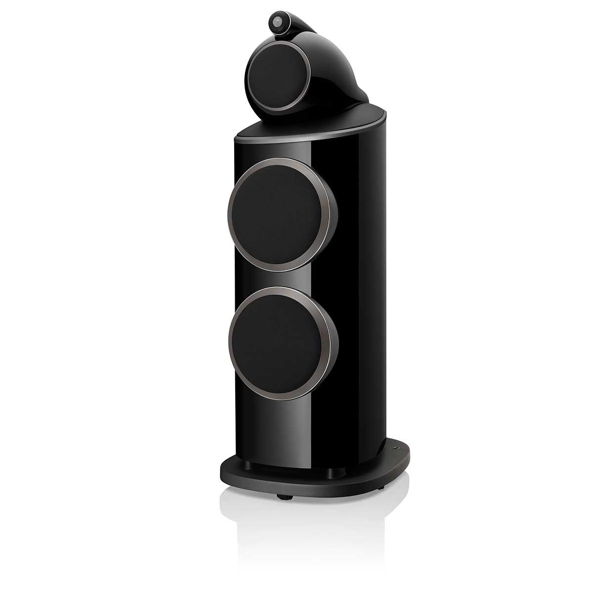 Bowers & Wilkins 801 D4 Floorstanding Speaker, Satin Black, front angle with grille