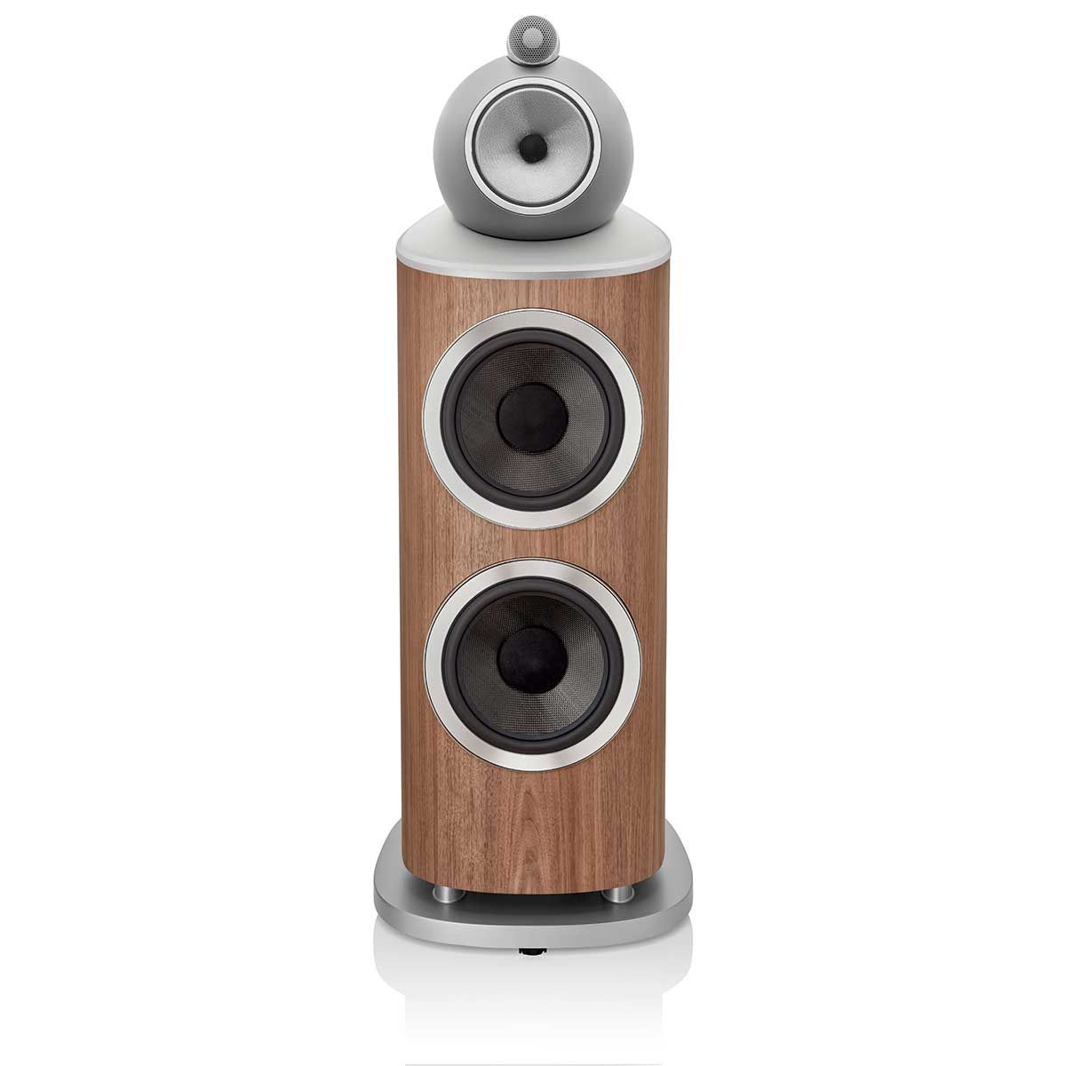 Bowers & Wilkins 801 D4 Floorstanding Speaker, Satin Walnut, front view without grille
