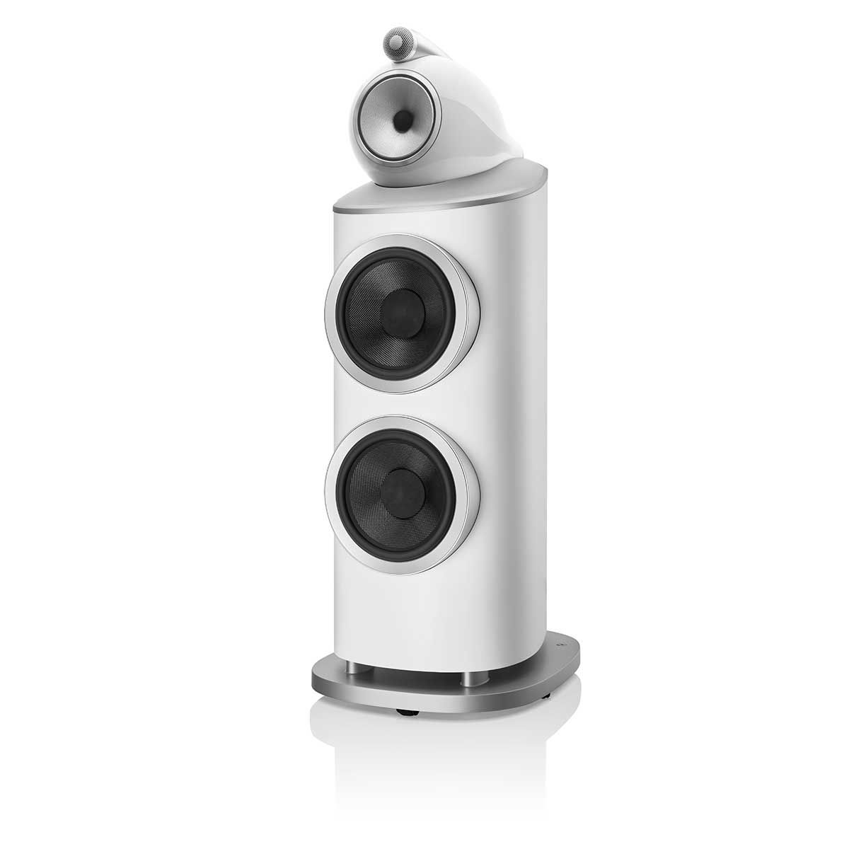 Bowers & Wilkins 801 D4 Floorstanding Speaker, satin white, front angle without grille