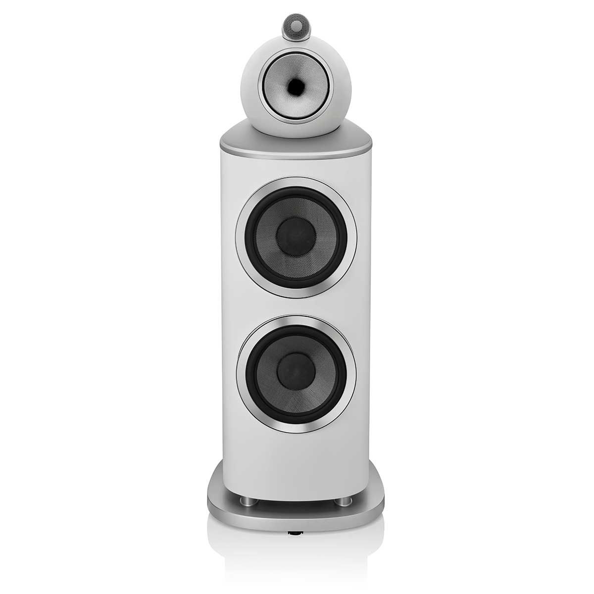 Bowers & Wilkins 801 D4 Floorstanding Speaker, Satin White, front view without grille