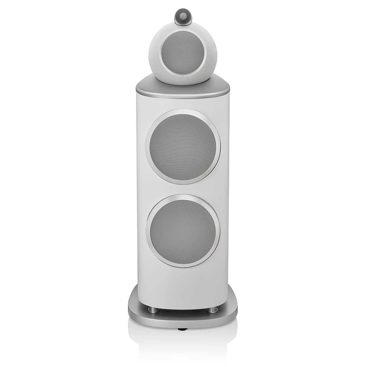 Bowers & Wilkins 801 D4 Floorstanding Speaker, Satin White, front view with grille