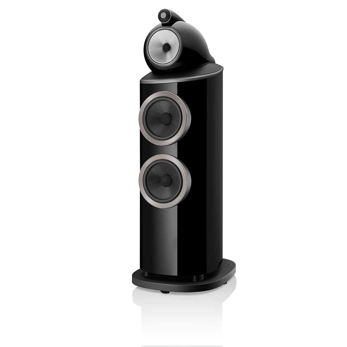 Bowers & Wilkins 802 D4 Floorstanding Speaker, Gloss Black, front angle without grille