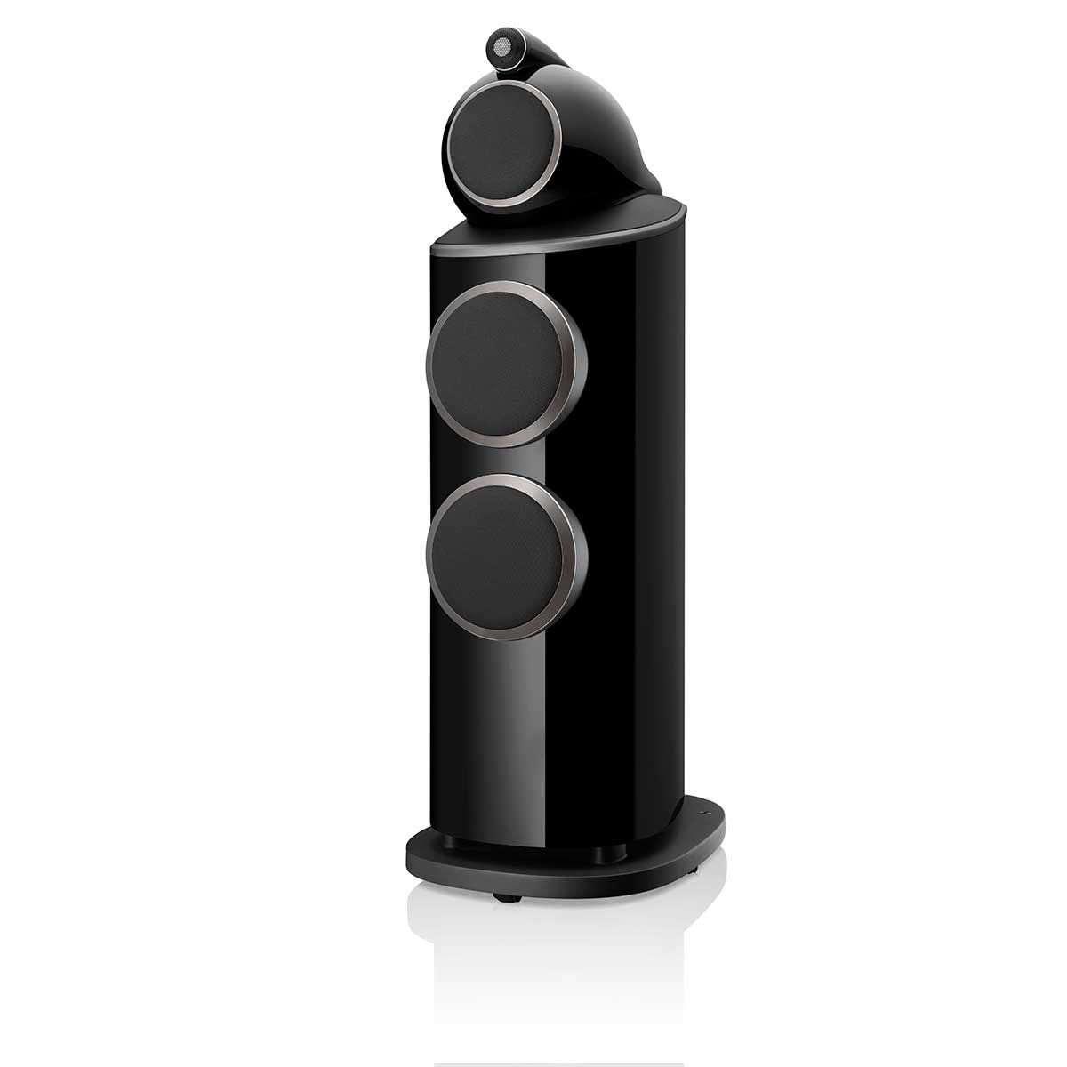Bowers & Wilkins 802 D4 Floorstanding Speaker, Gloss Black, front angle with grille
