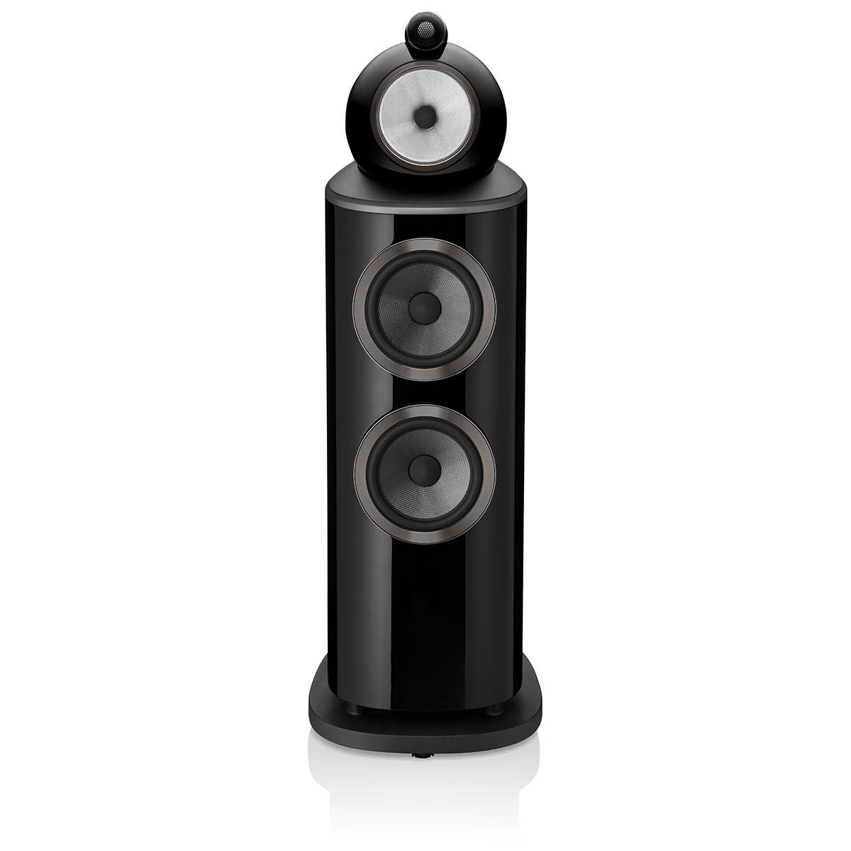 Bowers & Wilkins 802 D4 Floorstanding Speaker, Gloss Black, front view without grille
