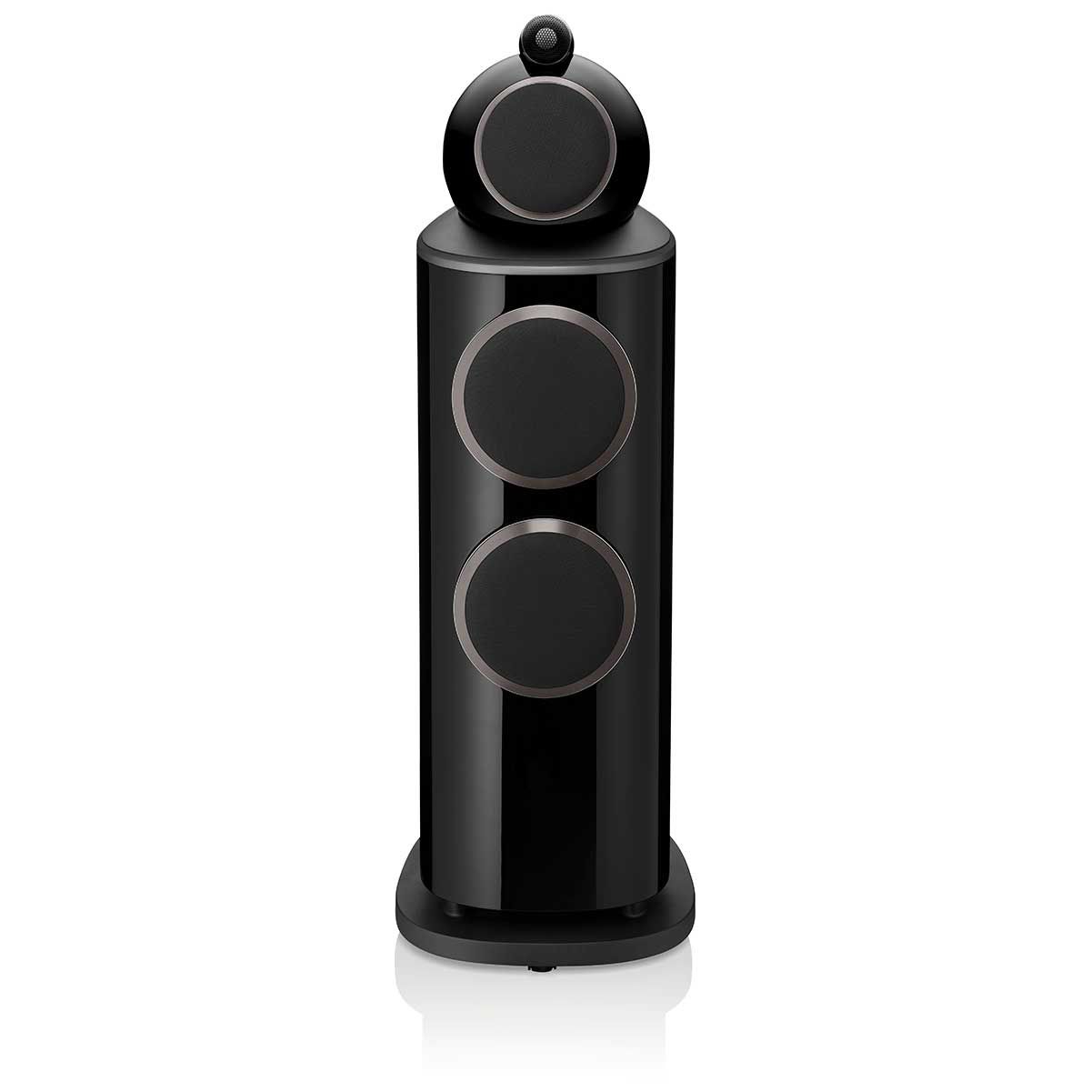 Bowers & Wilkins 802 D4 Floorstanding Speaker, Gloss Black, front view with grille