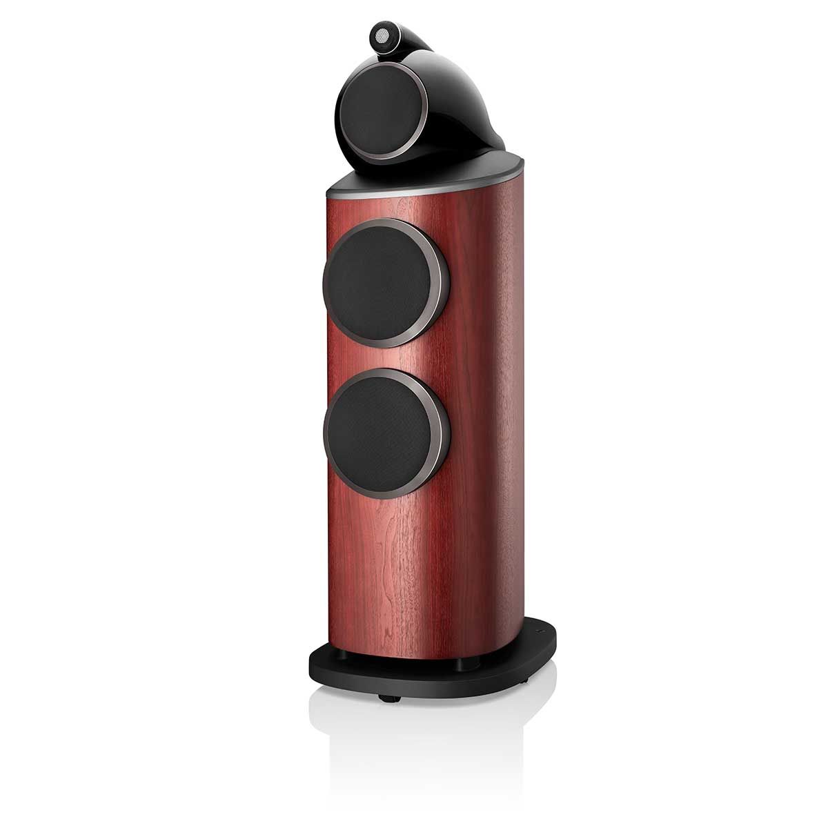 Bowers & Wilkins 802 D4 Floorstanding Speaker, Satin Rosenut, front angle with grille