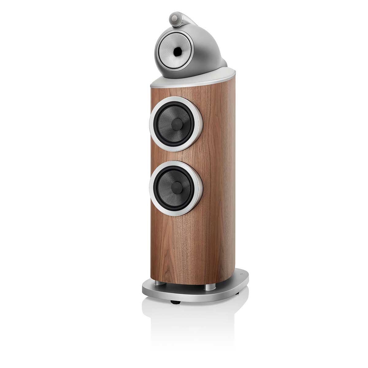 Bowers & Wilkins 802 D4 Floorstanding Speaker, Satin Walnut, front angle without grille