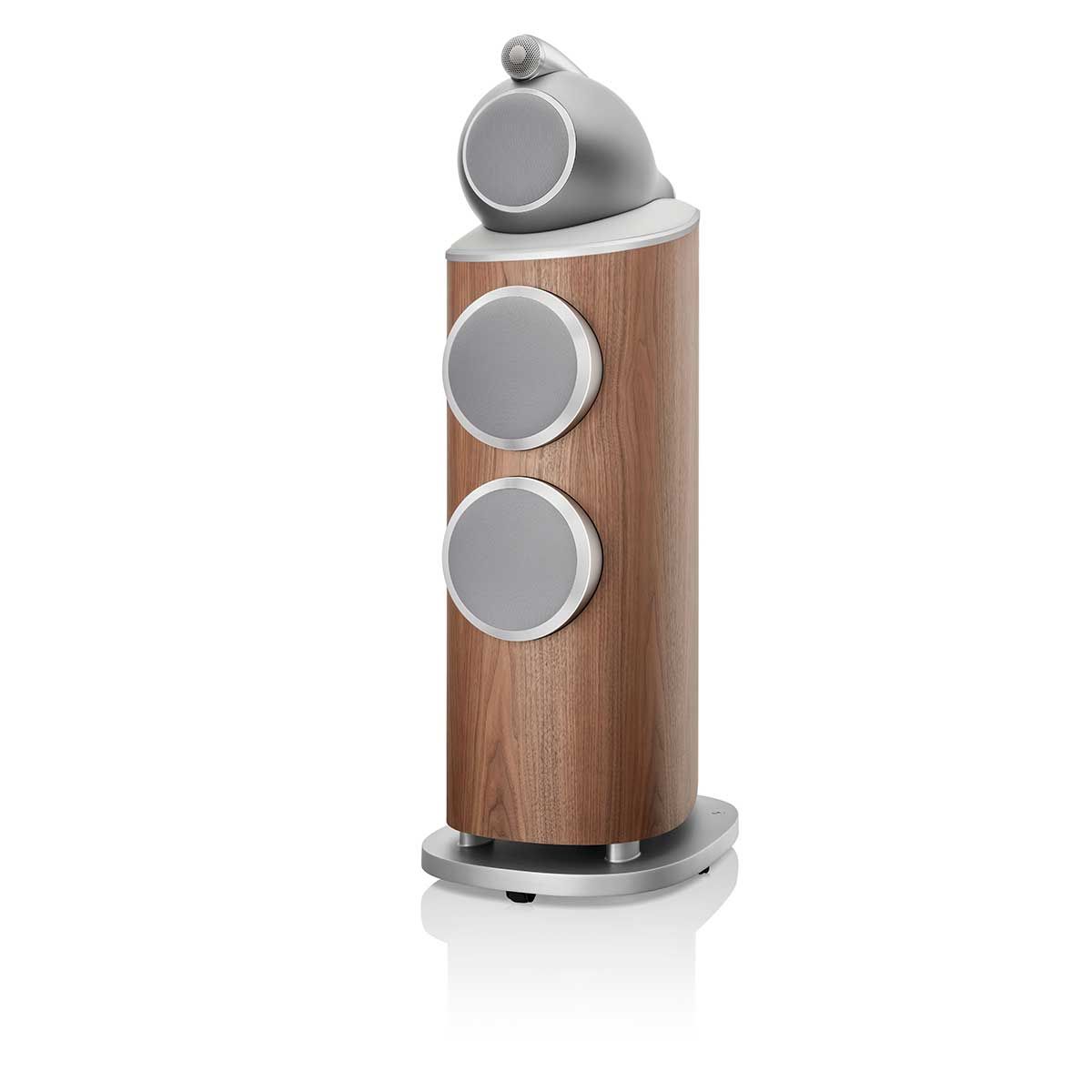 Bowers & Wilkins 802 D4 Floorstanding Speaker, Satin Walnut, front angle with grille