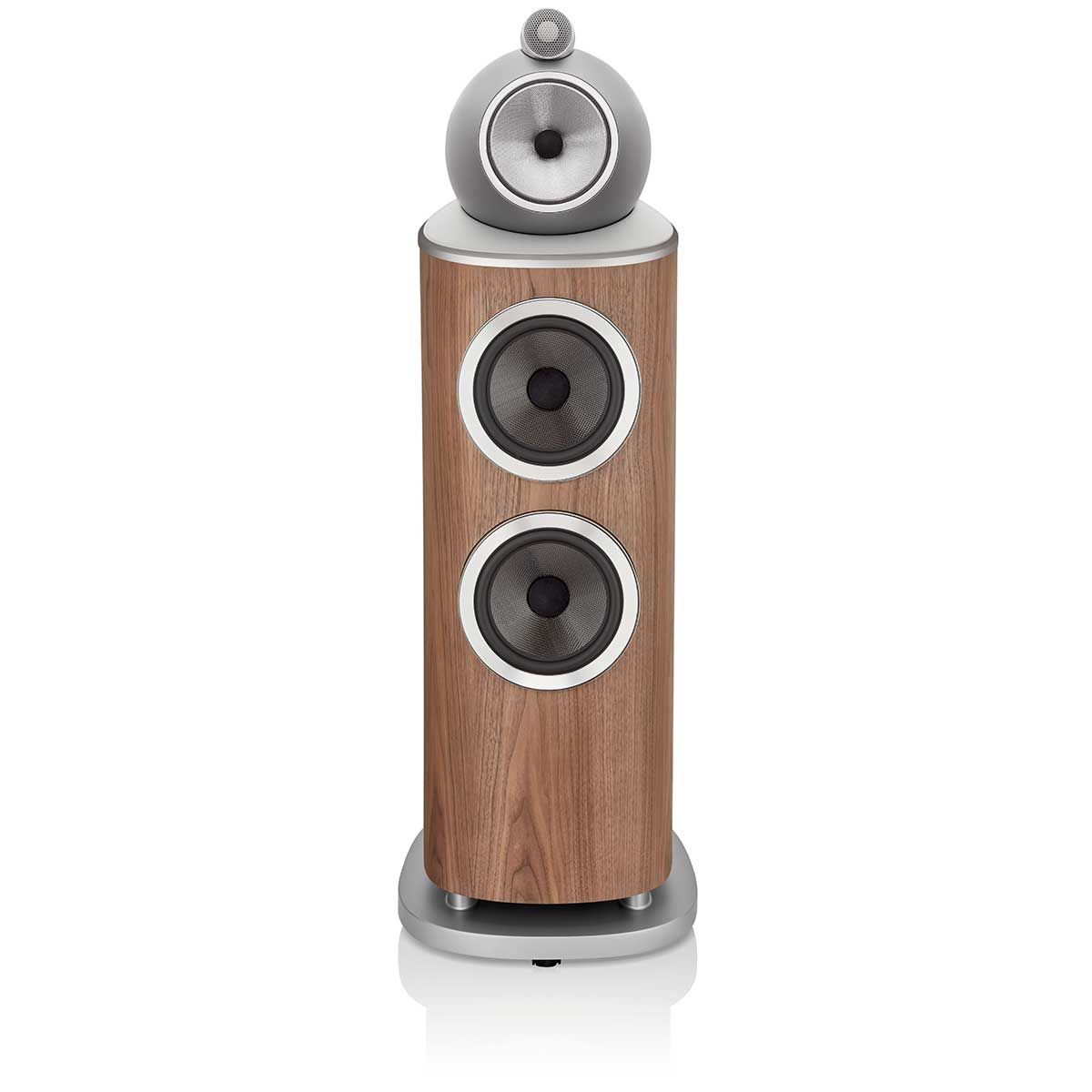 Bowers & Wilkins 802 D4 Floorstanding Speaker, Satin Walnut, front view without grille