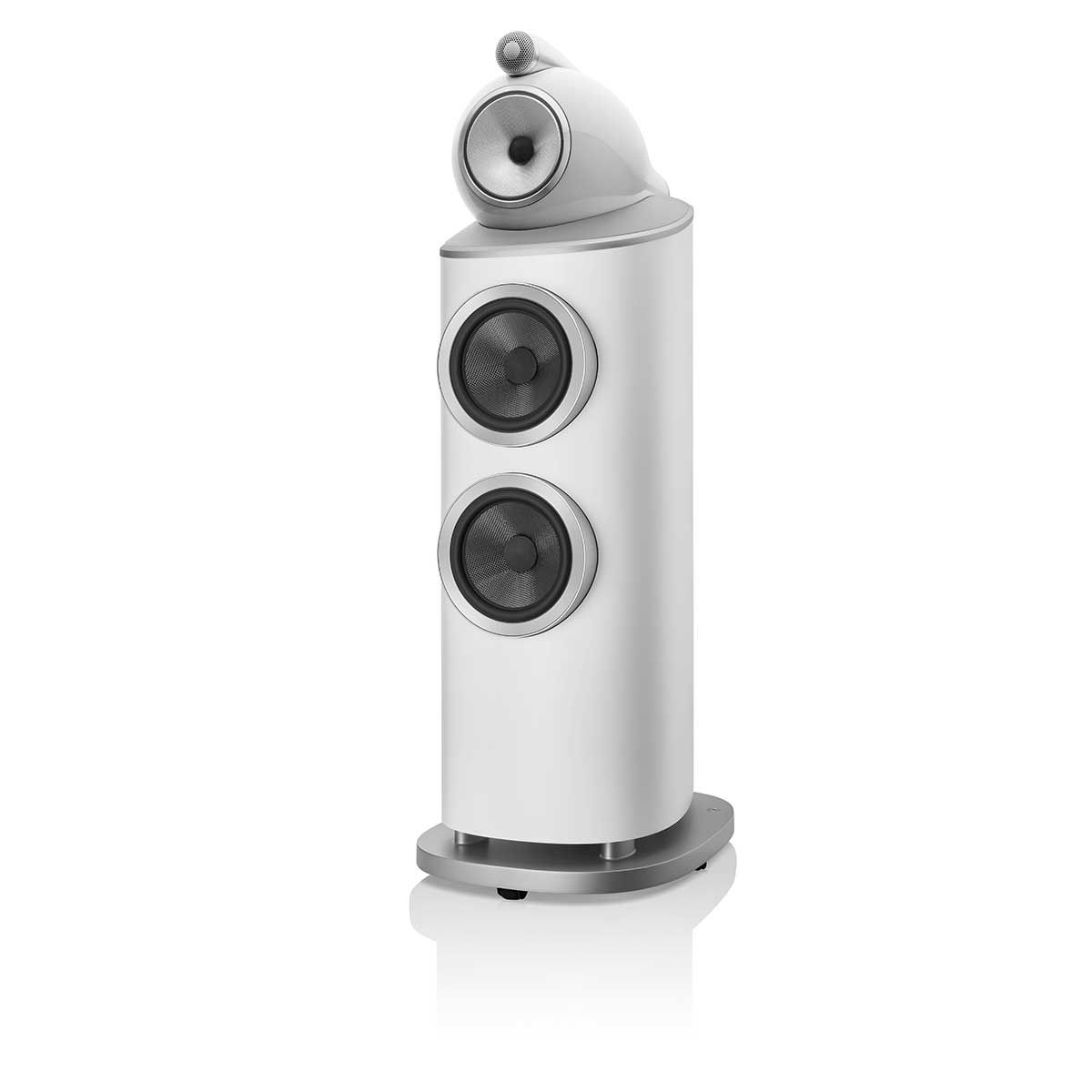 Bowers & Wilkins 802 D4 Floorstanding Speaker, White, front angle without grille