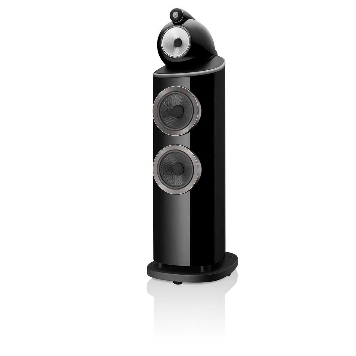 Bowers & Wilkins 803 D4 Floorstanding Speaker, Gloss Black, front angle without grille