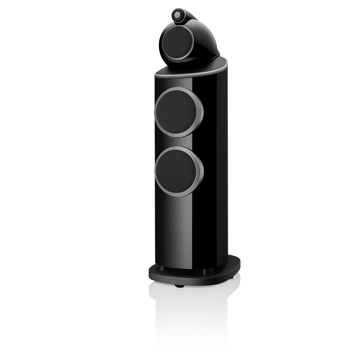 Bowers & Wilkins 803 D4 Floorstanding Speaker, Gloss Black, front angle with grille