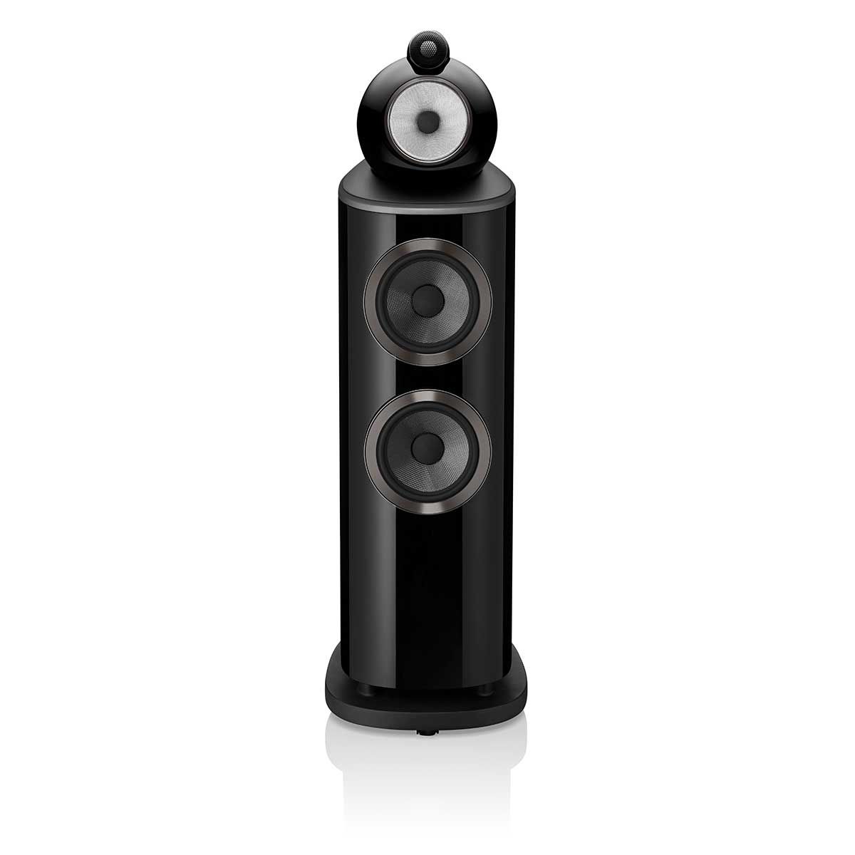 Bowers & Wilkins 803 D4 Floorstanding Speaker, Gloss Black, front view without grille
