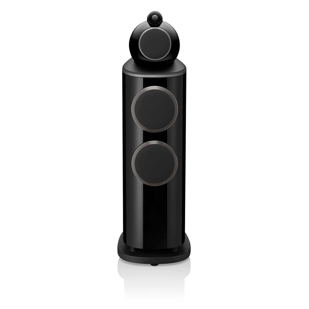 Bowers & Wilkins 803 D4 Floorstanding Speaker, Gloss Black, front view with grille