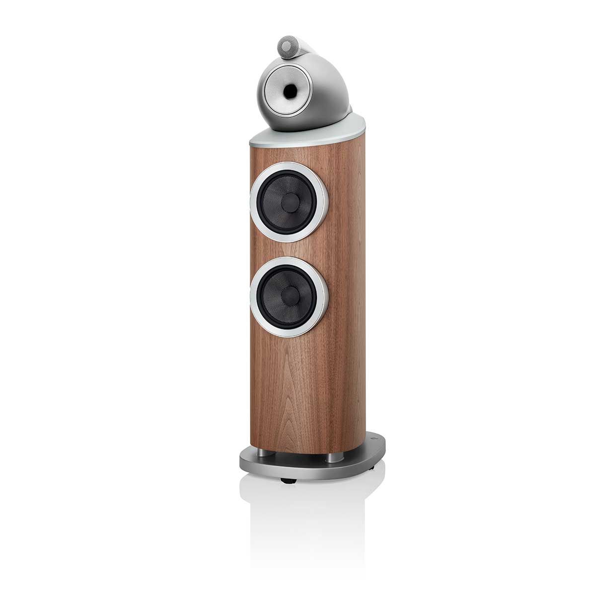 Bowers & Wilkins 803 D4 Floorstanding Speaker, Satin Walnut, front angle without grille