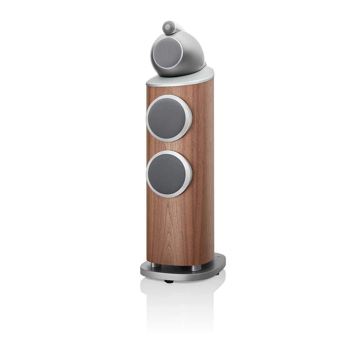 Bowers & Wilkins 803 D4 Floorstanding Speaker, Satin Walnut, front angle with grille