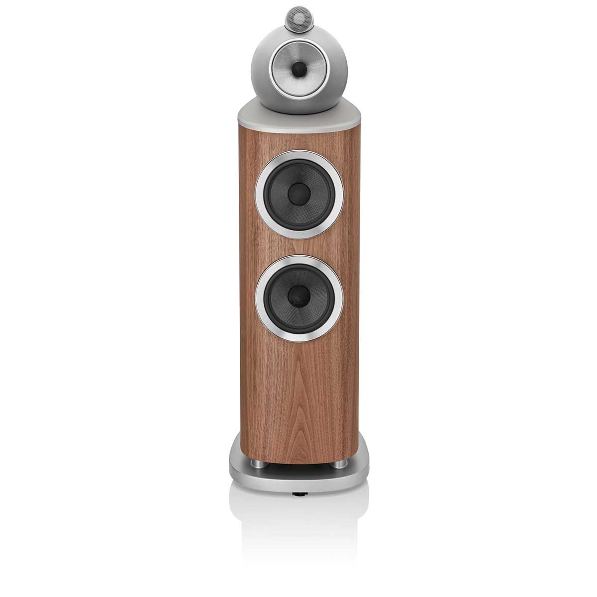 Bowers & Wilkins 803 D4 Floorstanding Speaker, Satin Walnut, front view without grille