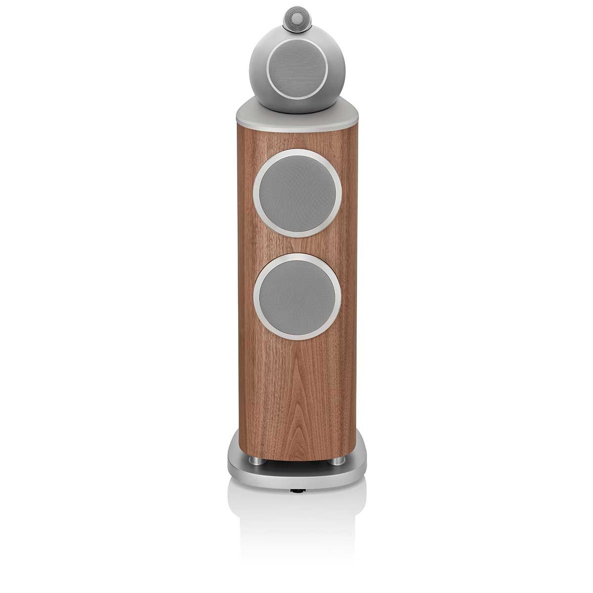 Bowers & Wilkins 803 D4 Floorstanding Speaker, Satin Walnut, front view with grille