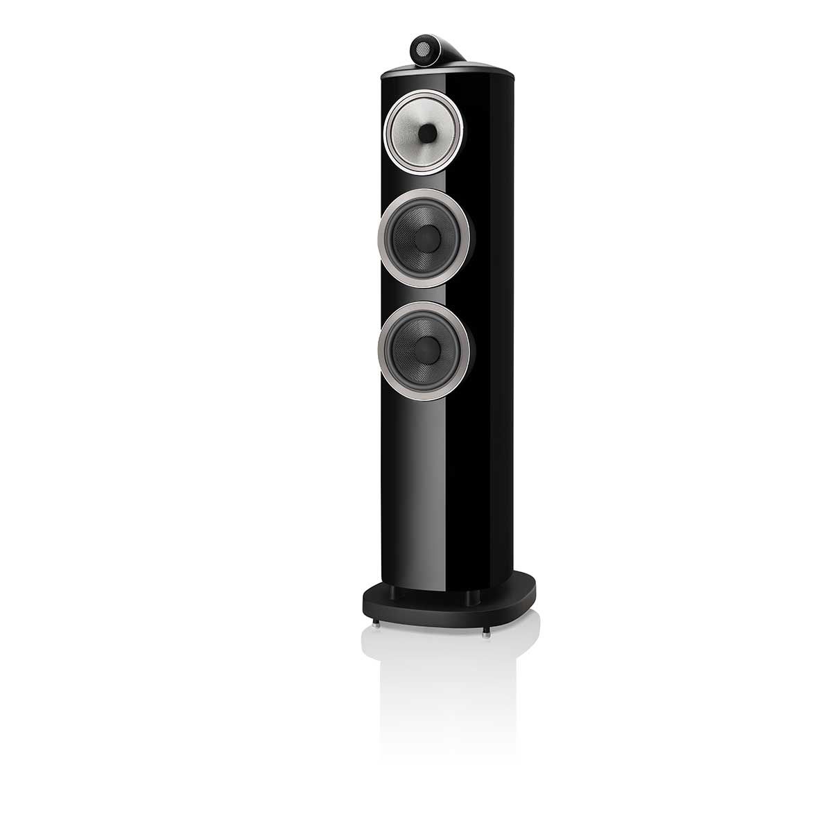 Bowers & Wilkins 804 D4 Floorstanding Speaker, Gloss Black, front angle without grille