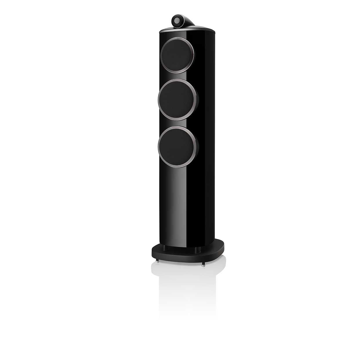 Bowers & Wilkins 804 D4 Floorstanding Speaker, Gloss Black, front angle with grille