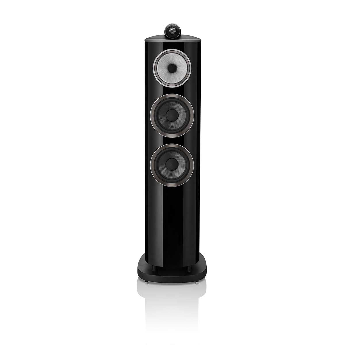 Bowers & Wilkins 804 D4 Floorstanding Speaker, Gloss Black, front view without grille