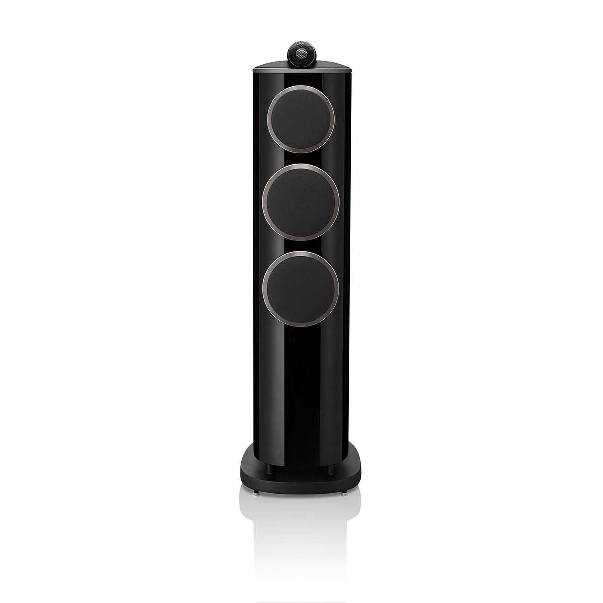Bowers & Wilkins 804 D4 Floorstanding Speaker, Gloss Black, front view with grille