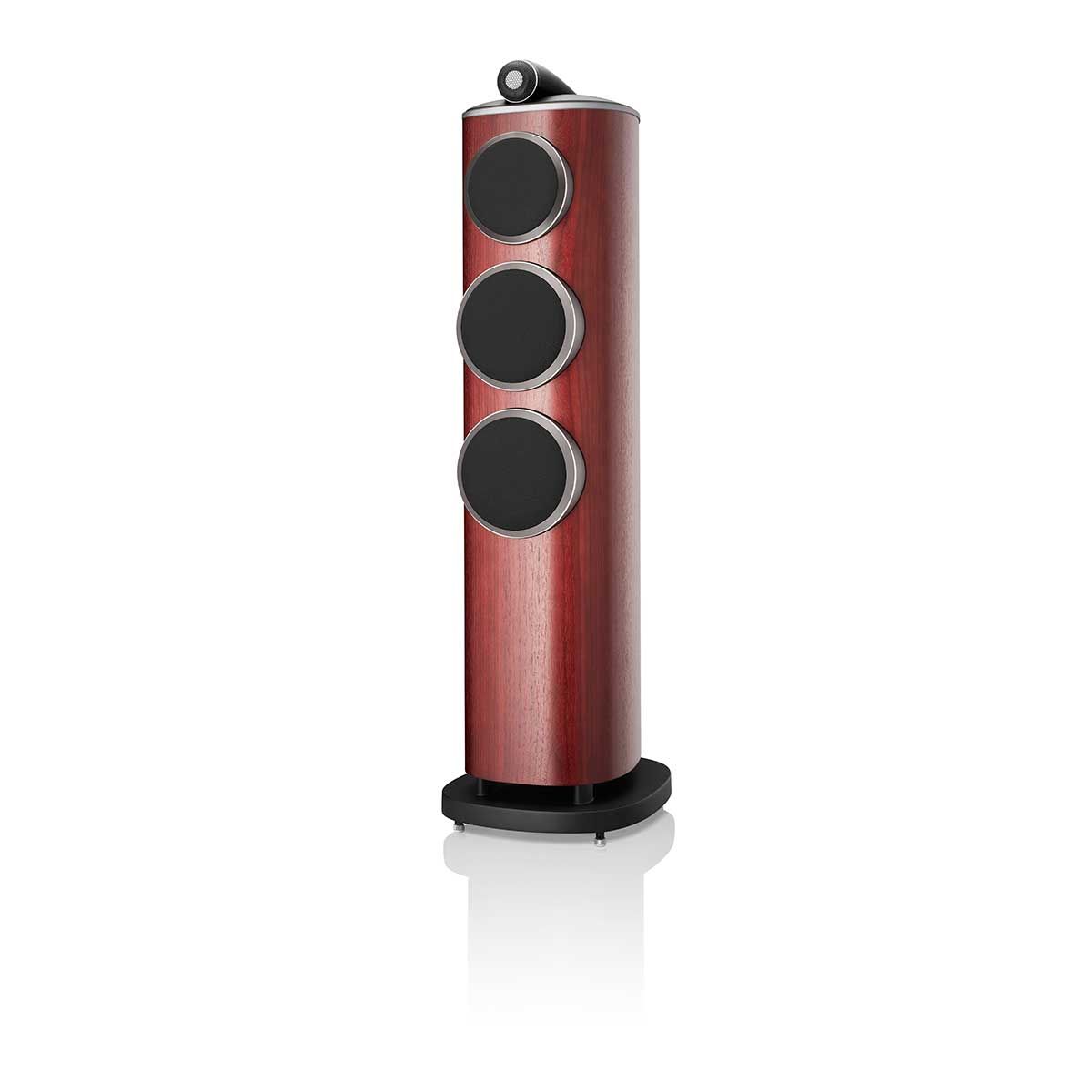 Bowers & Wilkins 804 D4 Floorstanding Speaker, Satin Rosenut, front angle with grille