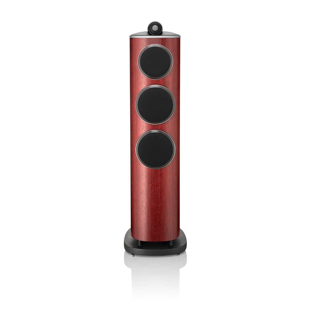 Bowers & Wilkins 804 D4 Floorstanding Speaker, Satin Rosenut, front view with grille