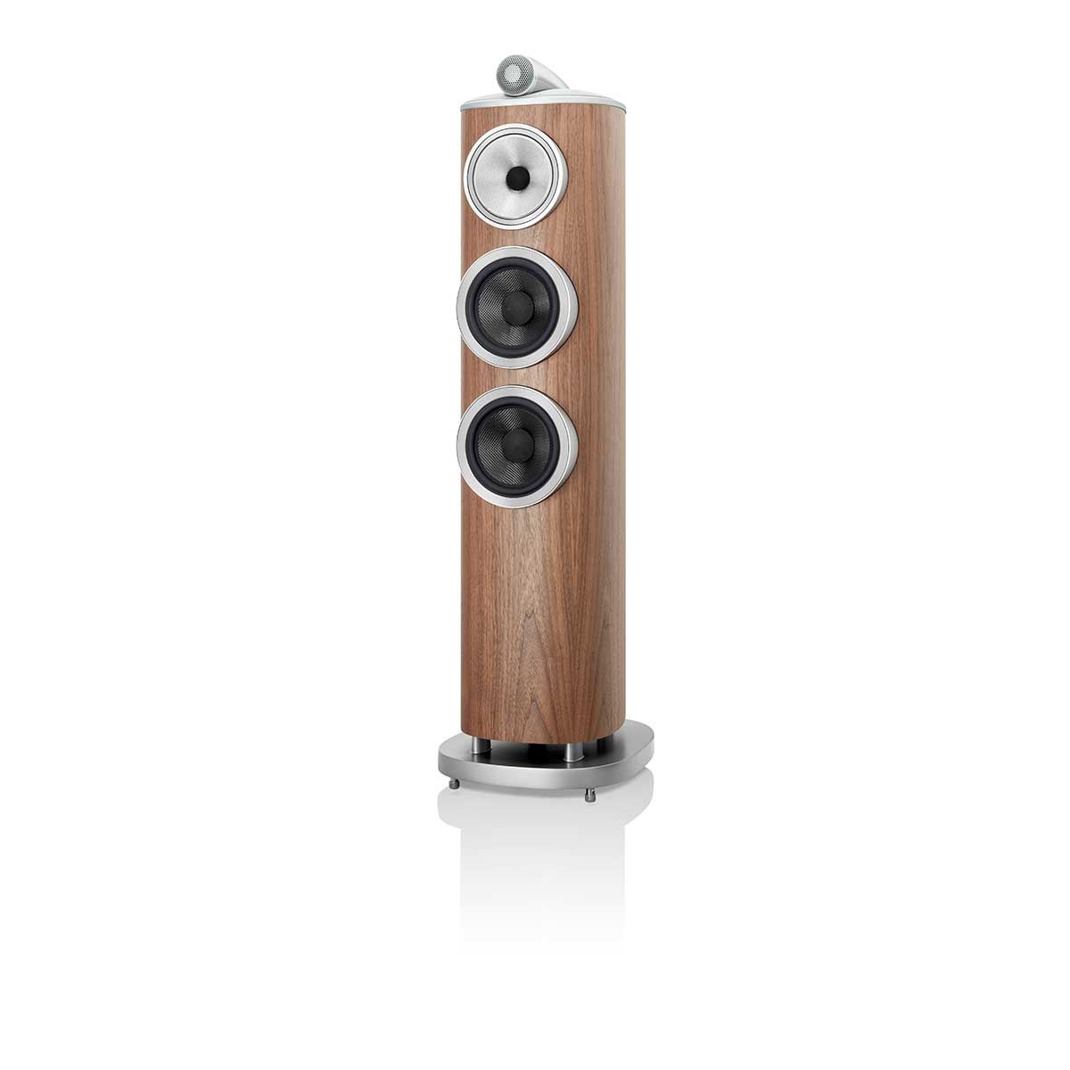Bowers & Wilkins 804 D4 Floorstanding Speaker, Satin Walnut, front angle without grille