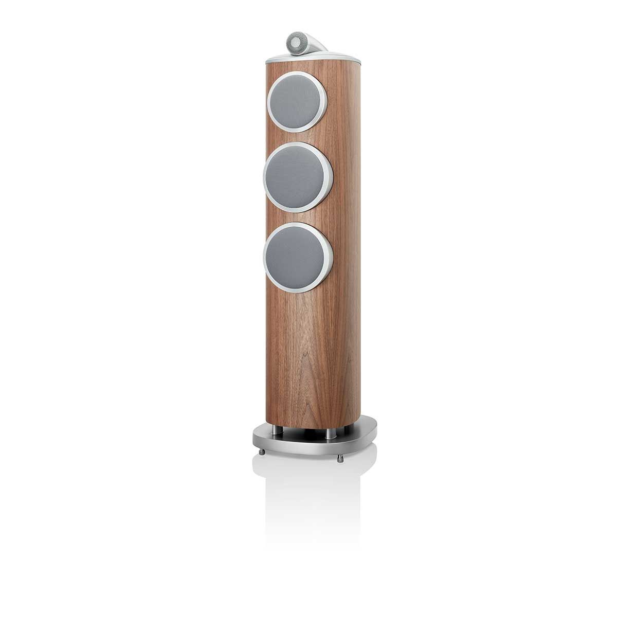 Bowers & Wilkins 804 D4 Floorstanding Speaker, Satin Walnut, front angle with grille